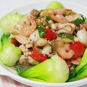 Tôm Xào Sate Cải Bẹ Xanh